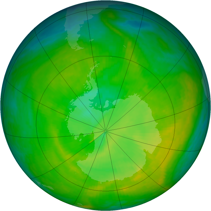 Antarctic ozone map for 07 December 1982